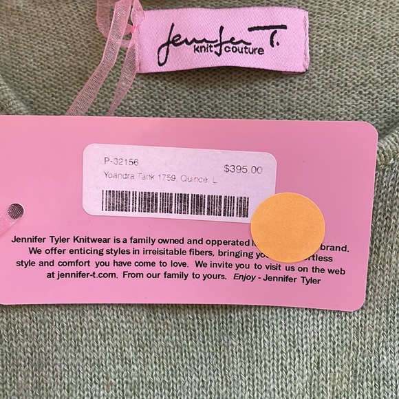 Jennifer Tyler moss green 100% cashmere round neck sweater tank. Italy. SzL - Picture 10 of 11